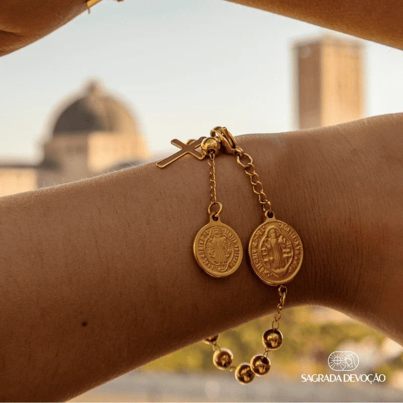 Pulseira Terço São Bento em Ouro 14k